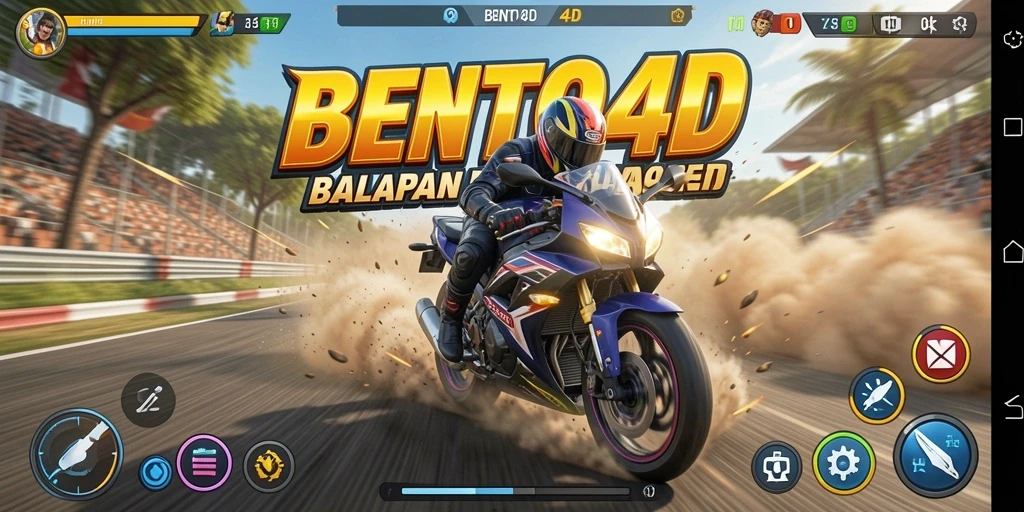 Gameplay BENTO4D yang mendebarkan dan penuh aksi balapan motor.