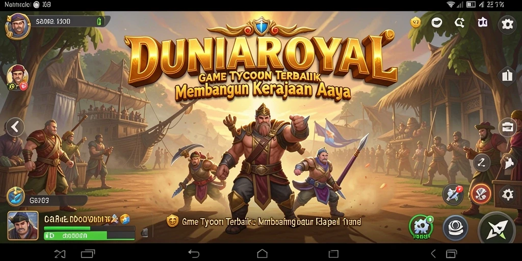 Screenshot gameplay DUNIAROYAL menampilkan tindakan pengelolaan bisnis yang dinamis.