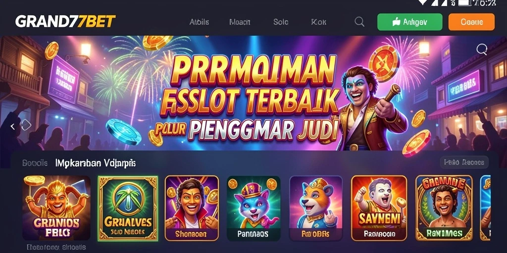 Tangkapan layar gameplay menarik dari GRAND77BET, menunjukkan slot yang penuh warna.