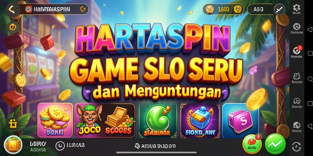 Gameplay HARTASPIN yang penuh warna dan menyenangkan.