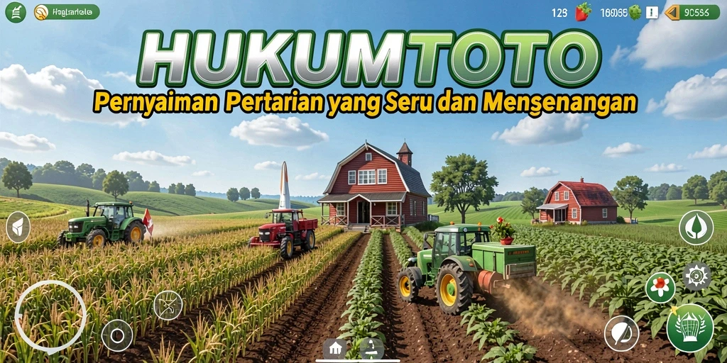 Tampilan gameplay HUKUMTOTO yang menggambarkan keseruan bertani.