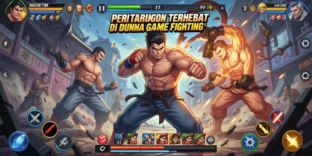 Tampilan gameplay menarik dari INDOBIT88 saat karakter bertarung.