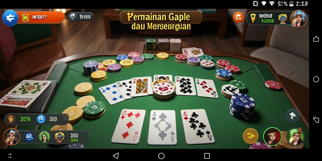 Tampilan gameplay Gaple yang seru dan menarik di INTER77.