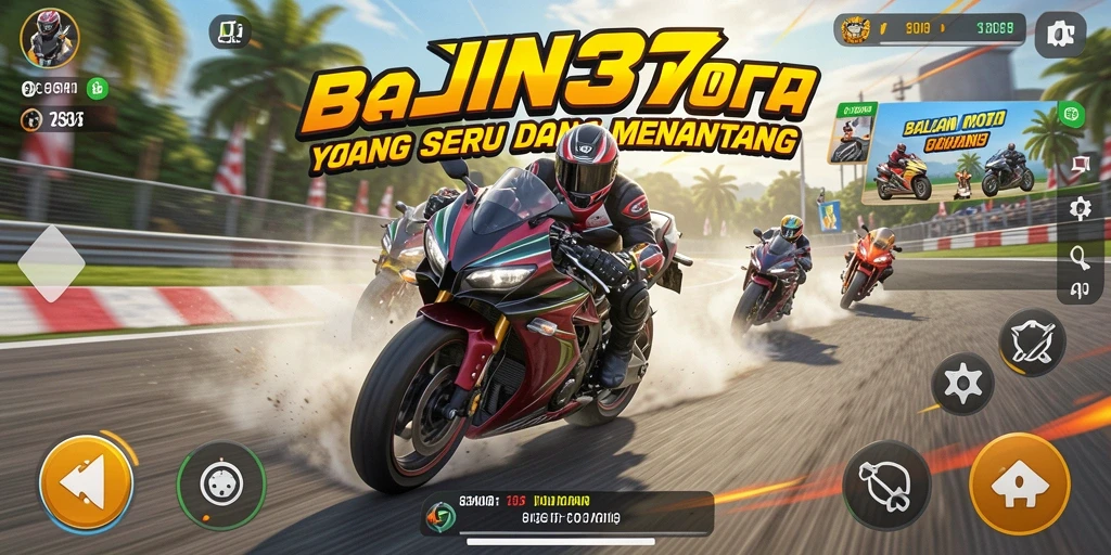 Tampilan gameplay balapan motor yang penuh aksi dan kecepatan.