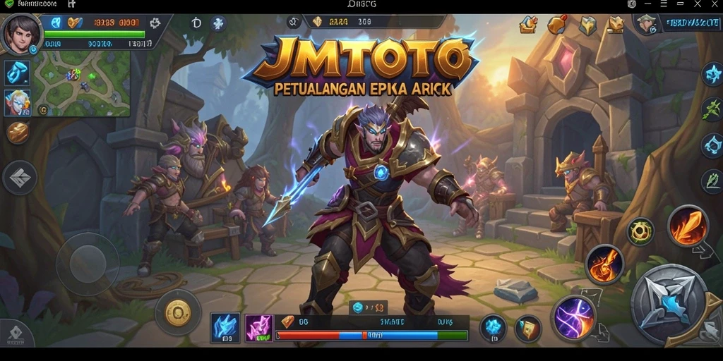 Screenshot JMTOTO menampilkan aksi pertarungan seru di dunia fantasi.
