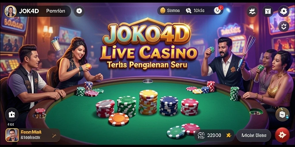 Tangkapan layar gameplay JOKO4D menampilkan dealer live dan suasana kasino yang nyata.