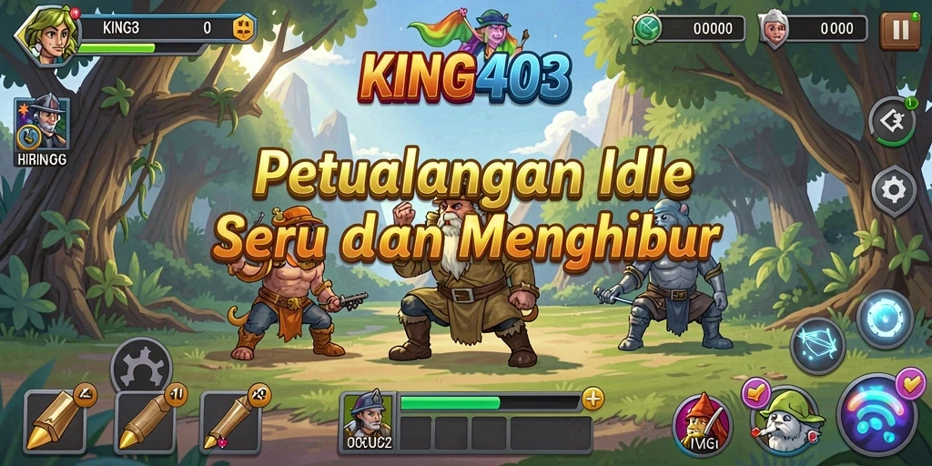 Tampilan screenshot utama KING403 menampilkan gameplay Idle yang menarik.