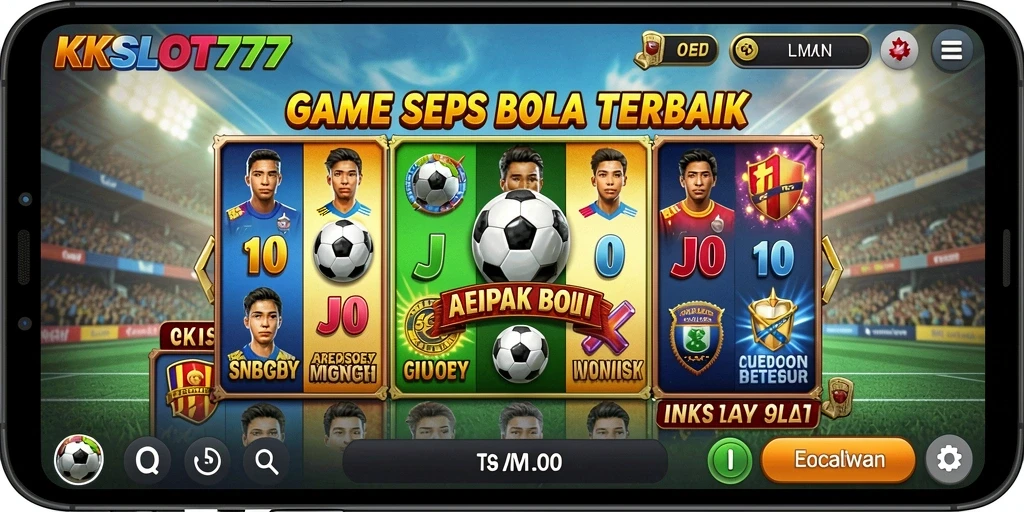 Screenshot gameplay KKSLOT777 menampilkan keseruan bermain slot sepak bola.
