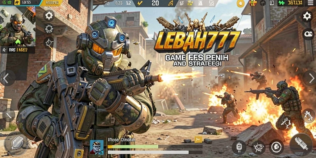 Screenshot utama LEBAH777 menampilkan aksi gameplay FPS yang seru.