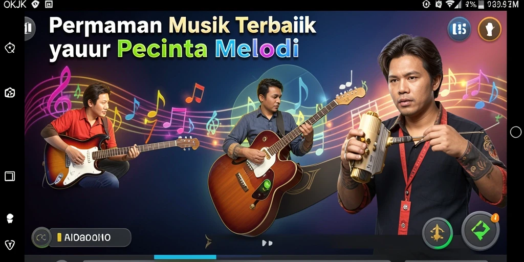 Screenshot gameplay OKJK menunjukkan momen seru saat bermain musik.