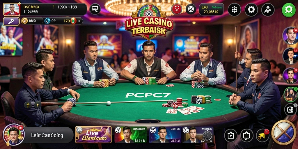 Tampilan gameplay Live Casino yang menarik dan interaktif di PCPC7.