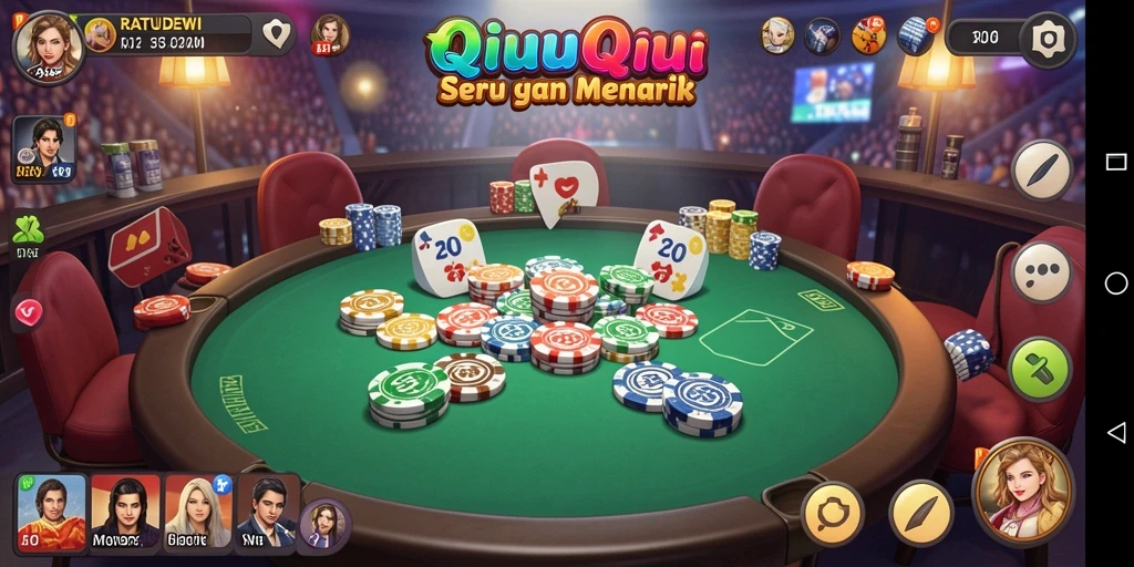 Tampilan gameplay seru dari RATUDEWI dengan kartu QiuQiu.