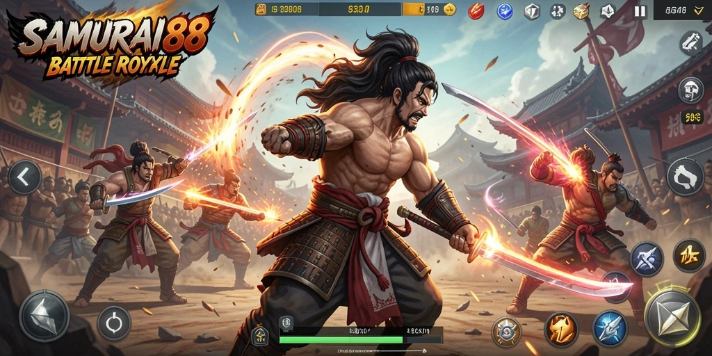 Tampilan gameplay mendebarkan di SAMURAI88 Battle Royale.