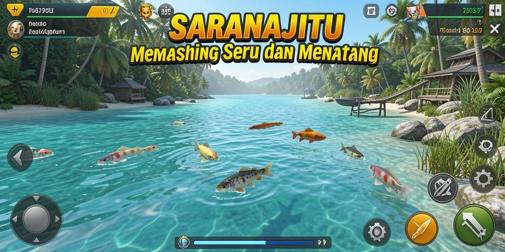 Gameplay memancing yang realistis dan mendebarkan di SARANAJITU.