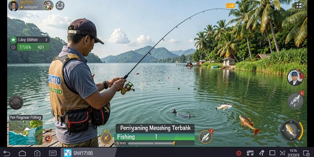 Tampilan gameplay SRITOTO yang mendebarkan saat menangkap ikan.