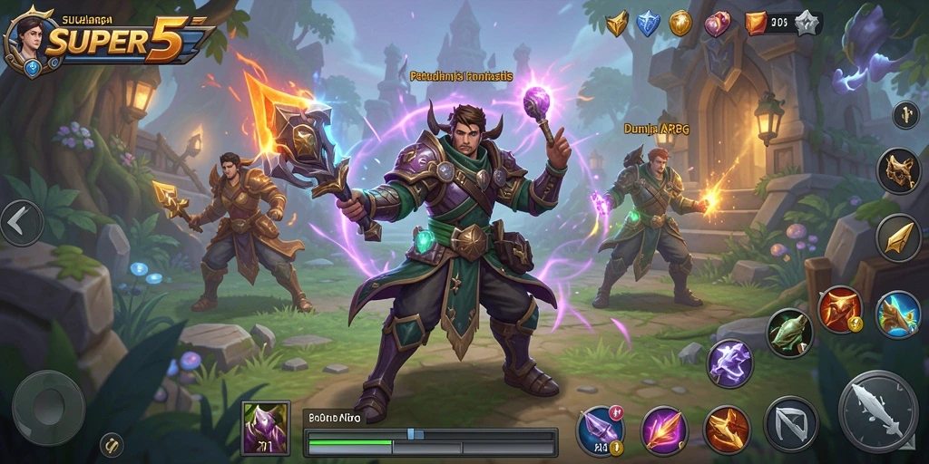 Tampilan intens gameplay SUPER5 dalam aksi ARPG.