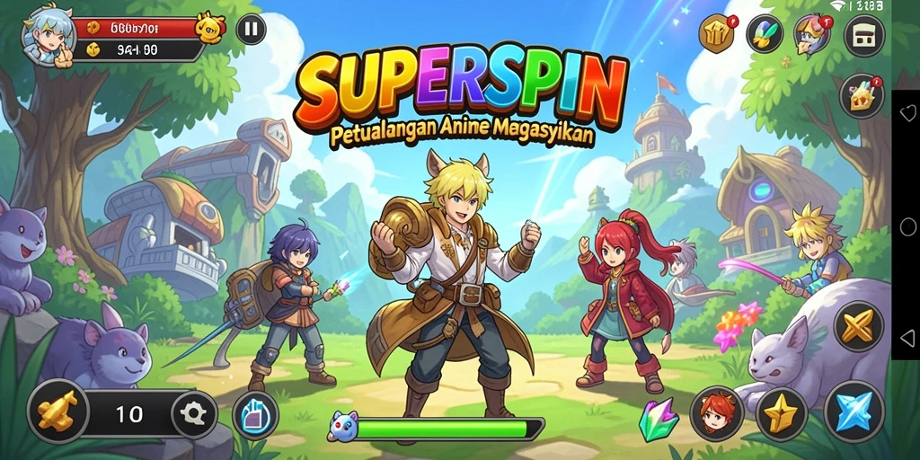 Tampilan seru dari gameplay Anime di SUPERSPIN.